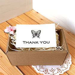 ✨未使用展示品・箱購入カード付き✨　ダンヒル　マネークリップ　ロゴ刻印　本革 再販】蝶のTHANK YOU名刺サイズカード ワトソン（活版印刷、凸版