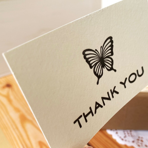 【再販】蝶のTHANK YOU名刺サイズカード　ワトソン（活版印刷、凸版印刷） 3枚目の画像