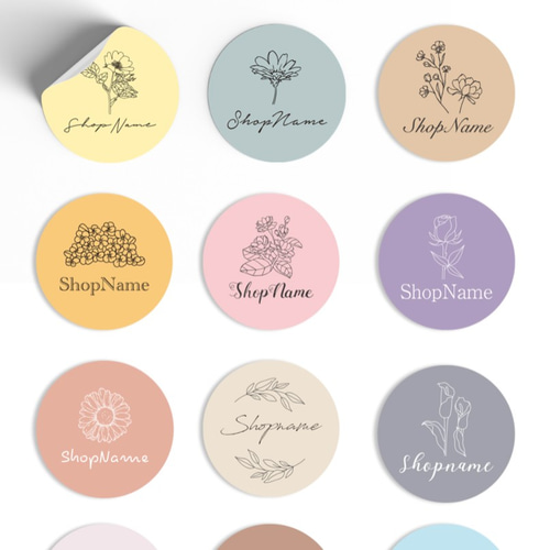 名入れ〉選べる！セレクトシール＊お花デザイン100枚 ショップシール_