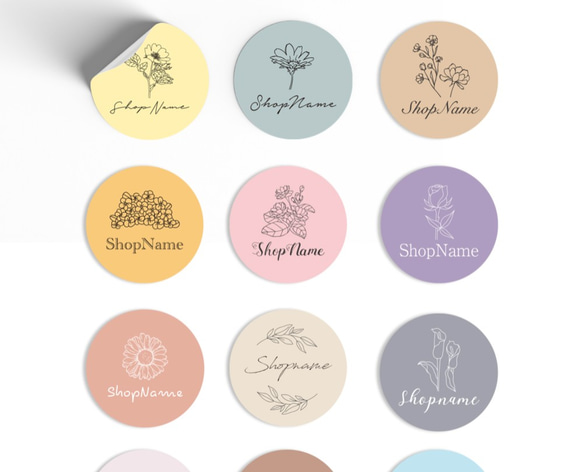 名入れ〉選べる！セレクトシール＊お花デザイン100枚 ショップシール_