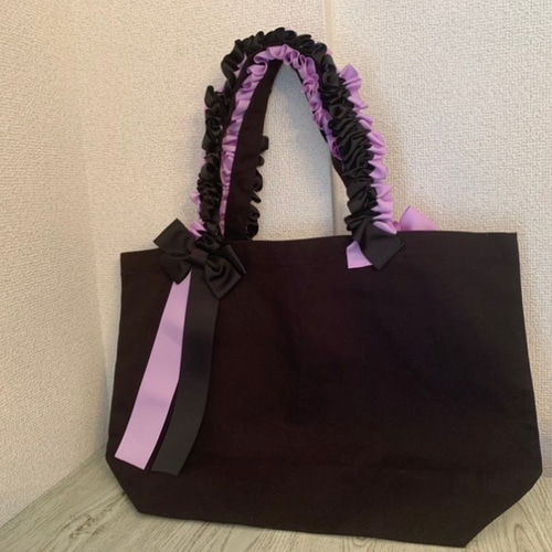 くしゅくしゅフリルトートバッグ♡2カラータイプ♡Lサイズ