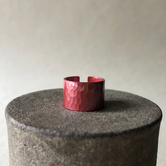 緋銅「鎚目のリング」12mm幅/薄厚 1枚目の画像