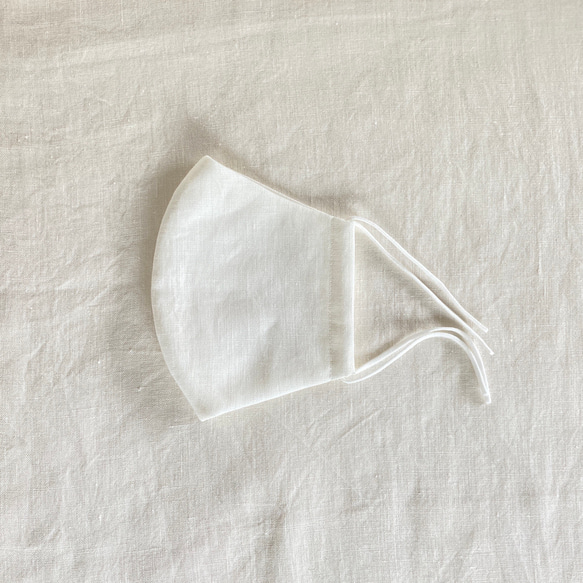 リトアニアリネン【オフホワイト】・Lサイズ・立体マスク 3枚目の画像