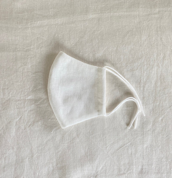 リトアニアリネン【オフホワイト】・Mサイズ・立体マスク 3枚目の画像