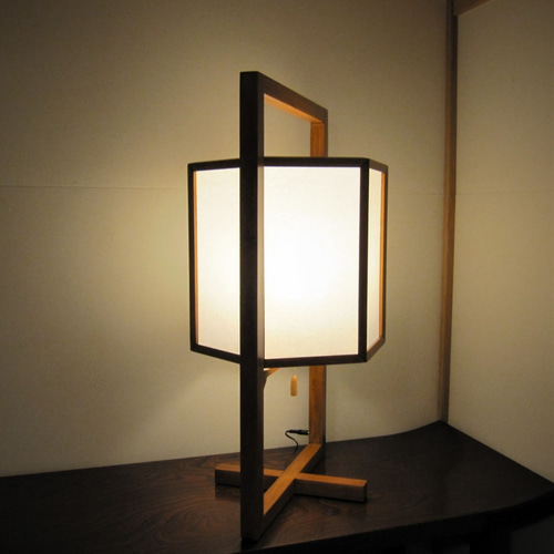 （ 美品 ） 六角柱型  木製  インテリア照明  スタンドランプ