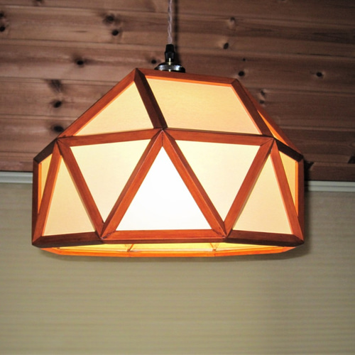 mia様リピ割】ミニシリーズ△三角帽子のペンダントライト 木製ランプ