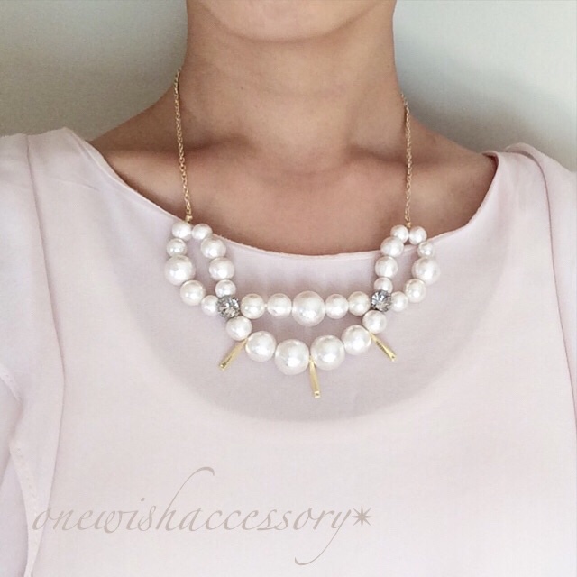 コットンパールのデザインネックレス