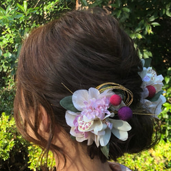【成人式振袖・卒業式袴に❤︎】アーティフィシャルフラワーの髪飾り（水引グリーン） 8枚目の画像