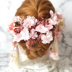 【成人式振袖・卒業式袴に❤︎】桜とかすみ草の髪飾り 1枚目の画像