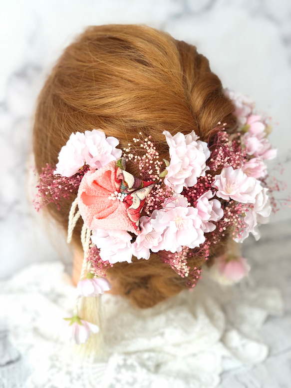 【成人式振袖・卒業式袴に❤︎】桜とかすみ草の髪飾り 3枚目の画像