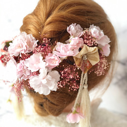 【成人式振袖・卒業式袴に❤︎】桜とかすみ草の髪飾り 4枚目の画像