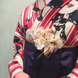 【成人式振袖・卒業式袴に❤︎】アーティフィシャルフラワーの髪飾り（水引ピンク） 8枚目の画像