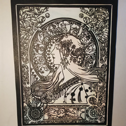 アールヌーボー ミュシャ 切り絵 葡萄 切り絵 yamatai 通販