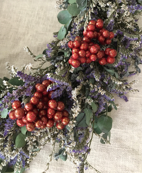 ユーカリとシネンシスのクリスマスリース　28㎝　 2枚目の画像