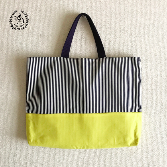 【受注】*入学入園アイテム *レッスンバッグセットA/ Lesson bag set A　NVY×YEL×Stripe 2枚目の画像