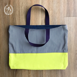 【受注】*入学入園アイテム *レッスンバッグセットA/ Lesson bag set A　NVY×YEL×Stripe 3枚目の画像