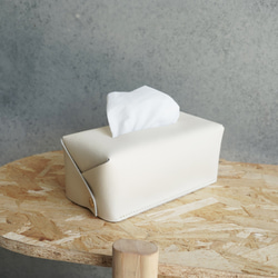紳士衛生紙盒 | 霧白 |皮革衛生紙套 | 全苯染牛皮 第2張的照片