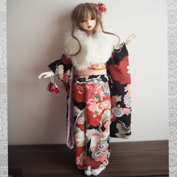 着せ替え】平安十二単風 紫の花模様（表着）【SD13・SD】