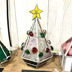 クリスマスツリー　ステンドグラス　キャンドルホルダー★Christmas tree 5枚目の画像