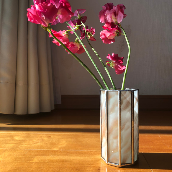 アンティークガラスの花瓶☆ステンドグラス 花瓶 一輪挿し・花瓶・花器