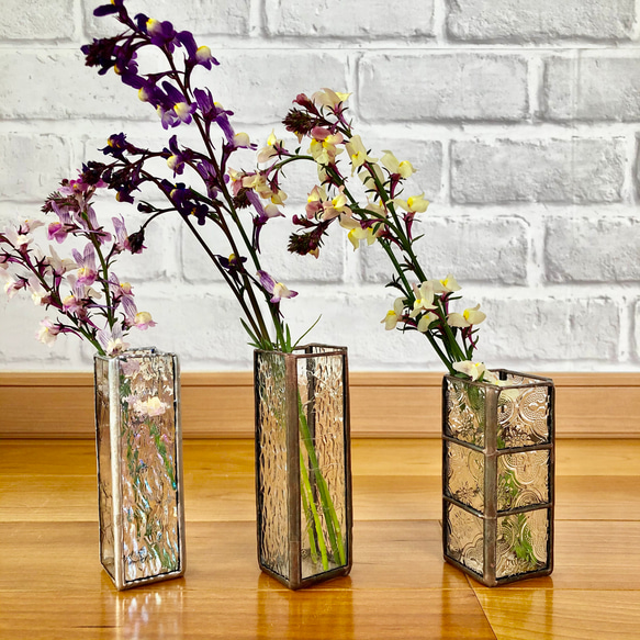 ビンテージクリスタルグラディ-ション花瓶 レトロ 花瓶 グラデーション