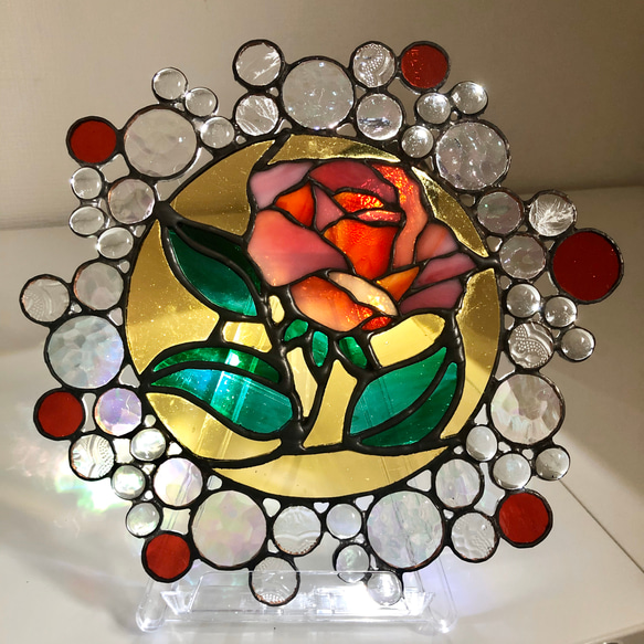 ステンドグラスパネル住宅用薔薇Red R ose (1284) - メルカリ