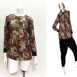 【1点もの・デザイン画付き】ゴブラン織りノーカラーソフトジャケット（KOJI TOYODA） 1枚目の画像
