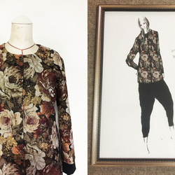 【1点もの・デザイン画付き】ゴブラン織りノーカラーソフトジャケット（KOJI TOYODA） 2枚目の画像