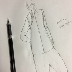 【1点もの・デザイン画付き】ゴブラン織りノーカラーソフトジャケット（KOJI TOYODA） 5枚目の画像