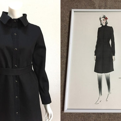 【1点もの・デザイン画付き】岡山産デニム（黒）シャツ型コートワンピース（KOJI TOYODA） 2枚目の画像