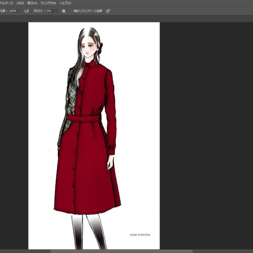 1点もの・デザイン画付き】ベルト付きゴブラン織りアシメトリ切り替え  