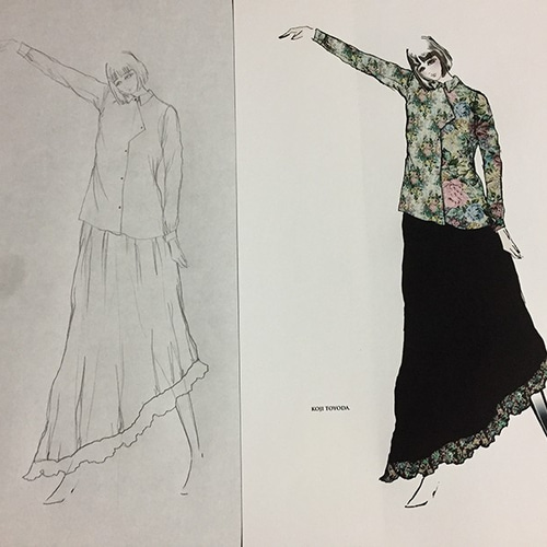 1点もの・デザイン画付き】ゴブラン織りアシメトリー左右柄違い 