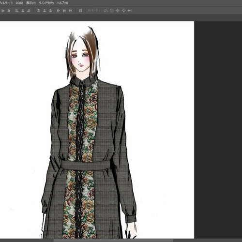 1点もの・デザイン画付き】ゴブラン織り切り替えベルト付きシャツ型 