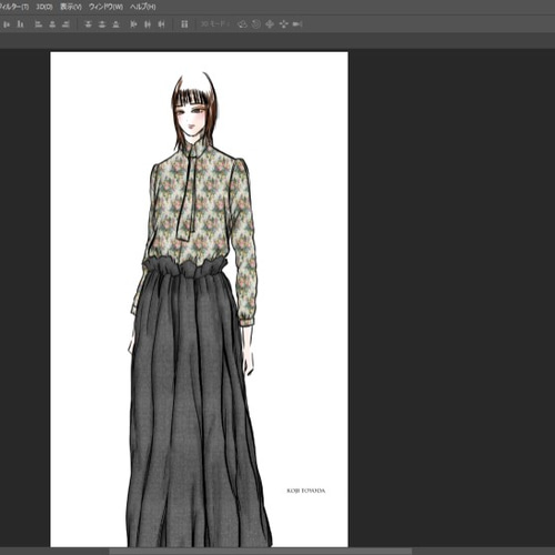 1点もの・デザイン画付き】ハイウエストシャーリングゆったりロング  