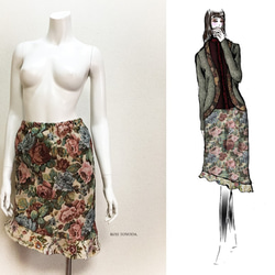 【1点もの・デザイン画付き】ゴブラン織りアシメトリースカート（KOJI TOYODA） 1枚目の画像