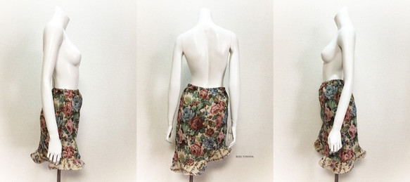 【1点もの・デザイン画付き】ゴブラン織りアシメトリースカート（KOJI TOYODA） 3枚目の画像