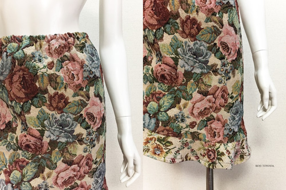 【1点もの・デザイン画付き】ゴブラン織りアシメトリースカート（KOJI TOYODA） 4枚目の画像