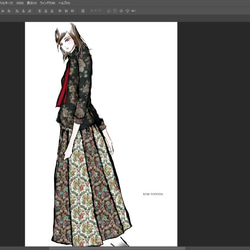 【1点もの・デザイン画付き】ゴブラン織りアシメトリースカート（KOJI TOYODA） 5枚目の画像