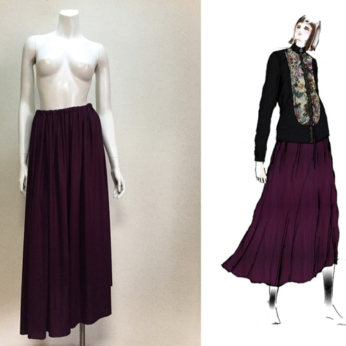 1点もの・デザイン画付き】テレコニットゆったりロングフレアー  