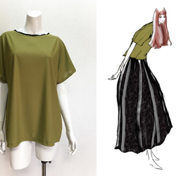 【1点もの・デザイン画付き】テレコニットゆったり着物袖トップス（KOJI TOYODA） 5枚目の画像