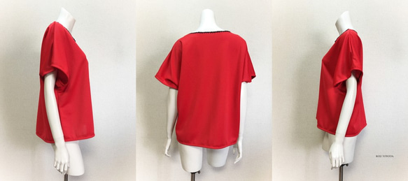 【1点もの・デザイン画付き】ドットクールニットゆったり着物袖トップス（KOJI TOYODA） 3枚目の画像