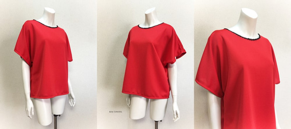 【1点もの・デザイン画付き】ドットクールニットゆったり着物袖トップス（KOJI TOYODA） 4枚目の画像