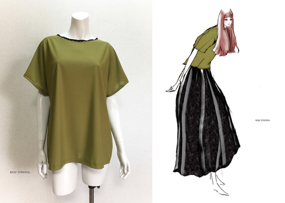 【1点もの・デザイン画付き】ドットクールニットゆったり着物袖トップス（KOJI TOYODA） 7枚目の画像