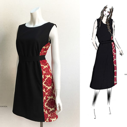 1点もの・デザイン画付き】ゴブラン調ジャガード切り替えノースリーブ  