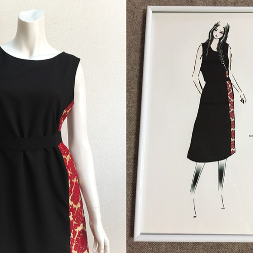 1点もの・デザイン画付き】ゴブラン調ジャガード切り替え