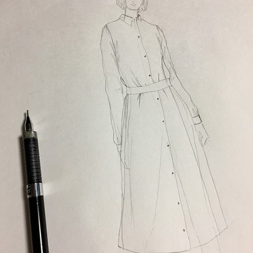 1点もの・デザイン画付き】ベルト付きゴブラン織りアシメトリー 