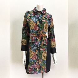 【1点もの・デザイン画付き】岡山産デニム＋ゴブラン織り切り替えシャツ型コートワンピース（KOJI TOYODA） 4枚目の画像