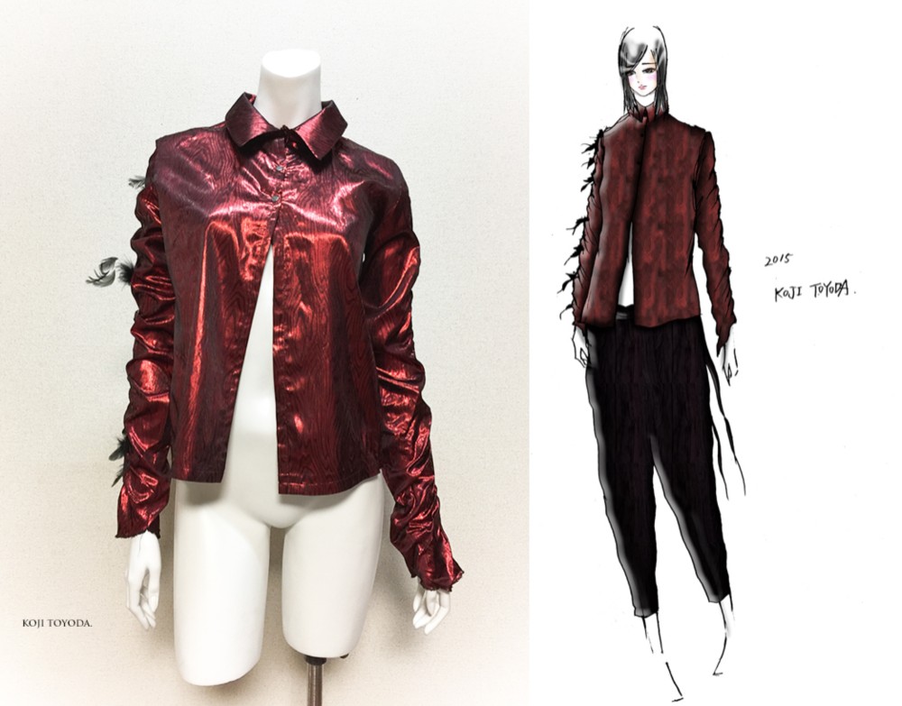 【1点もの・デザイン画付き】羽シャーリング付シャツ（KOJI TOYODA）