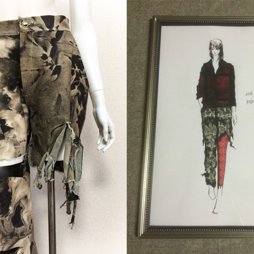 1点もの・デザイン画付き】アシメトリーダメージパンツ（KOJI TOYODA 