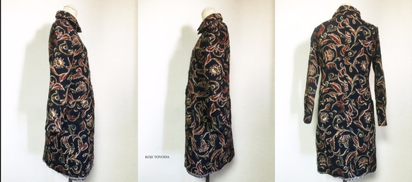 【1点もの・デザイン画付き】ゴブラン織り黒紺ワンピース（KOJI TOYODA） 3枚目の画像